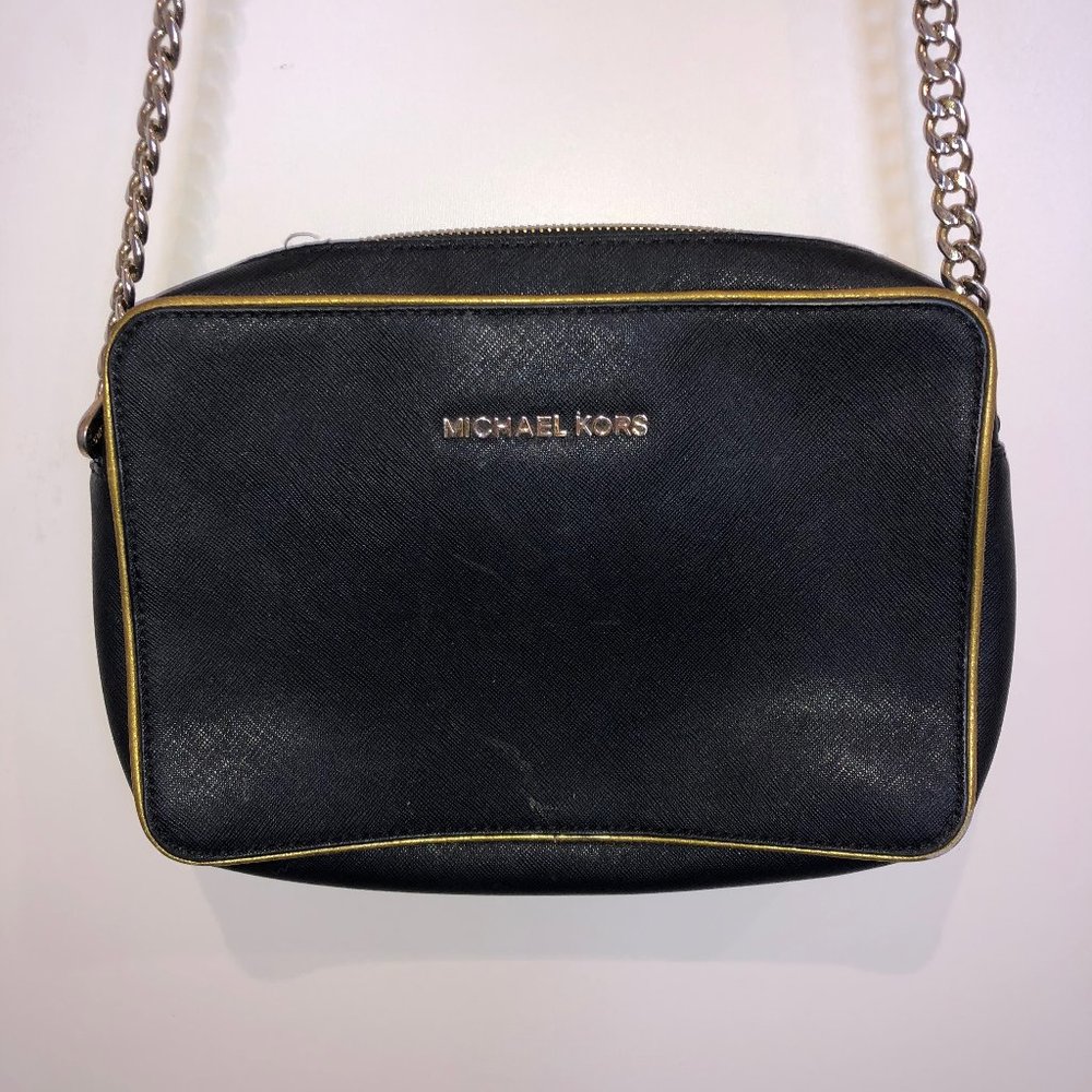 Michael Kors Black Crossbody Bag with Gold Chain